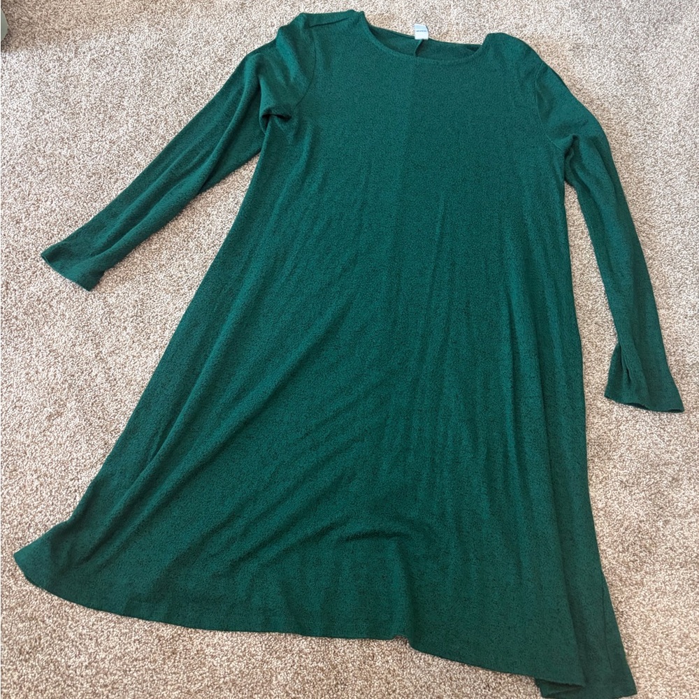 Old Navy Deep Green Long Sleeve Swing Dress